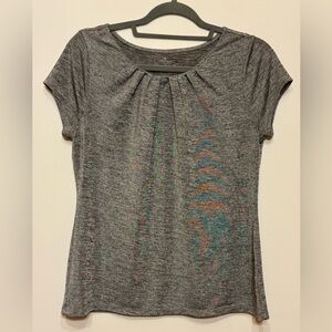 Worthington Silver and Black Glitter Cap Sleeve Top Size PL